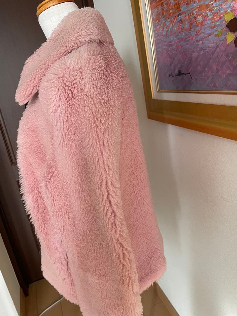 訳あり新品　セドリックシャルリエ　ピンク ボア　コート リアルファー　40