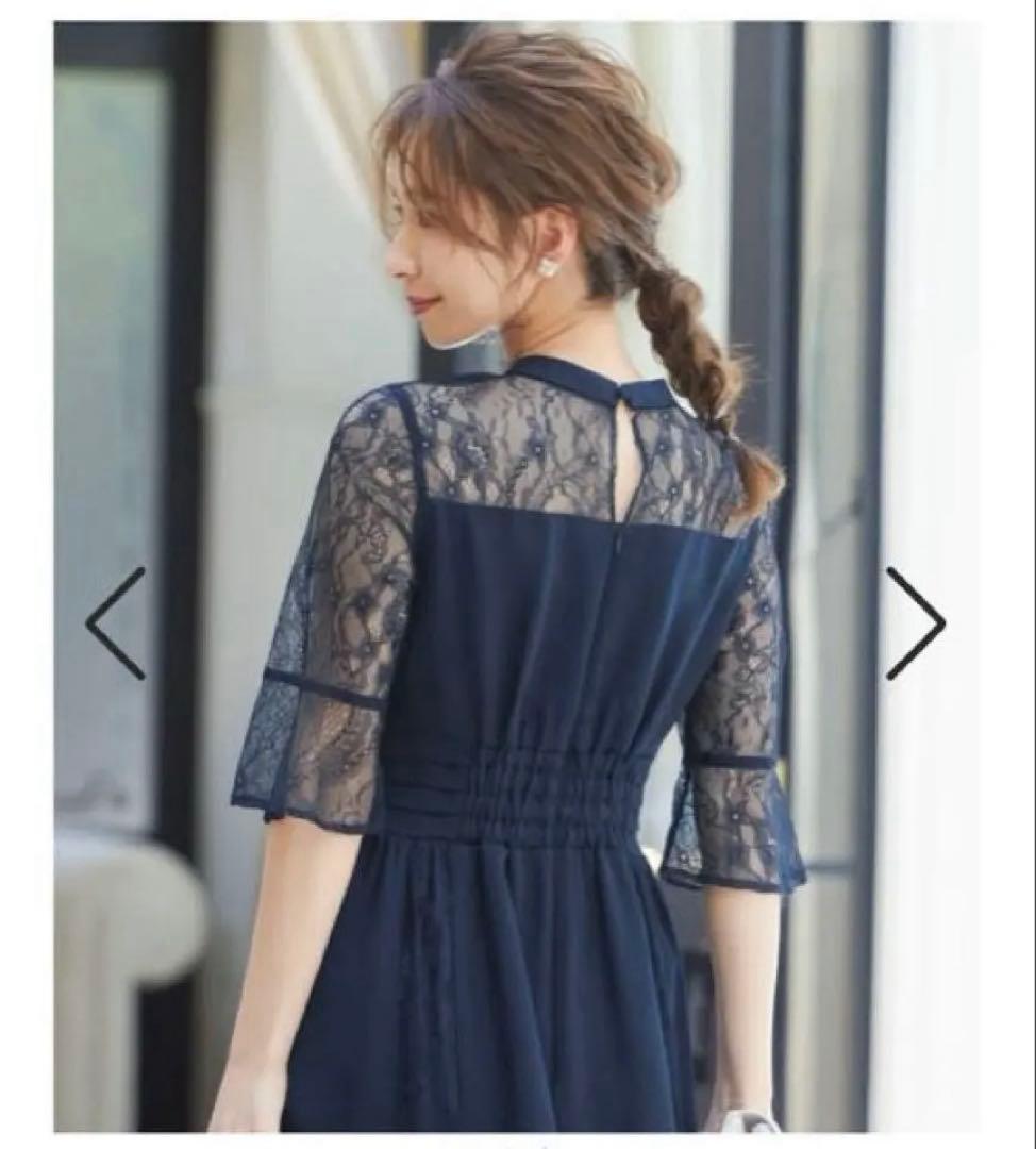 【niana】ビスチェ風ハイネックレース結婚式ワンピース