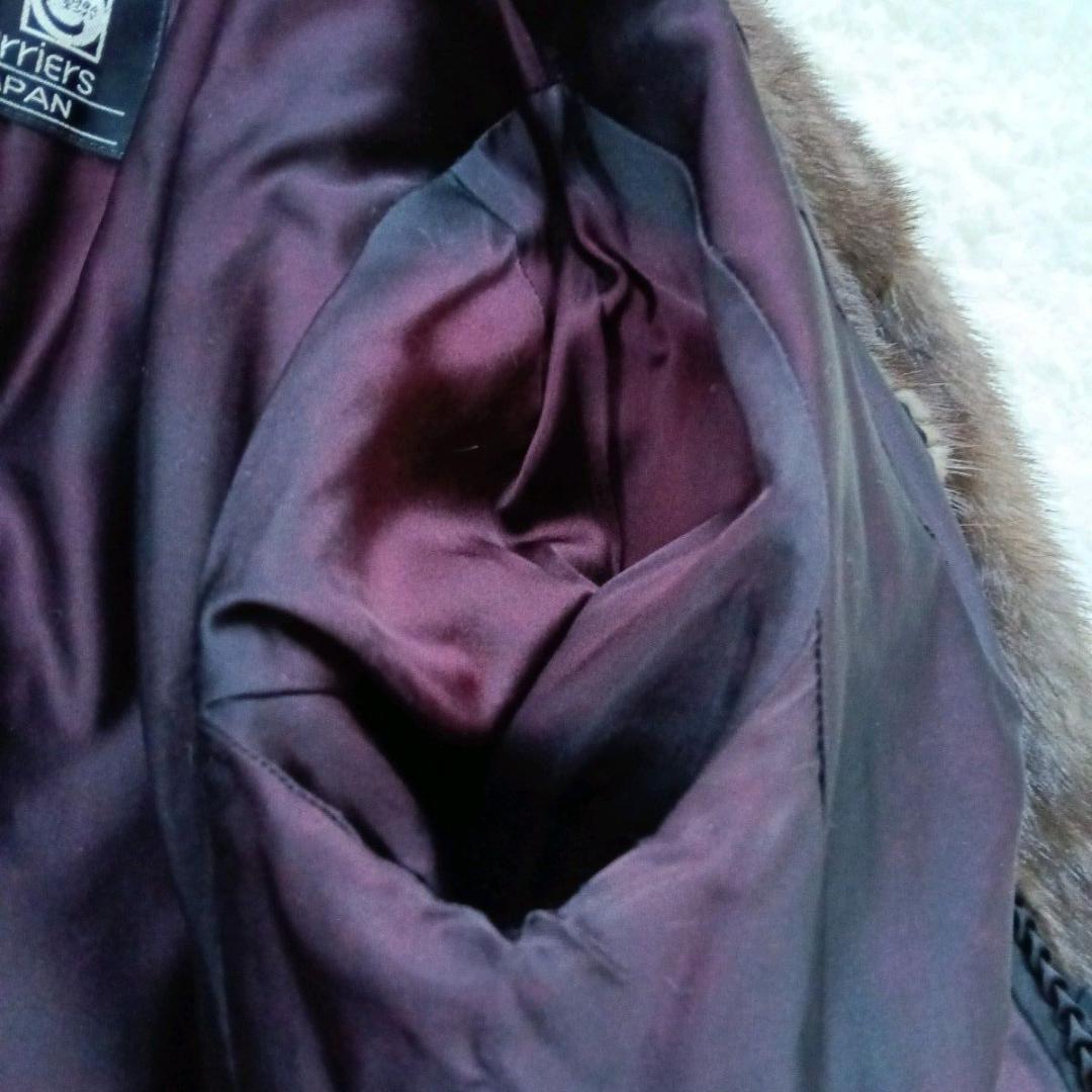 【着丈108】日本EMBA　エンバ　ブルーアイリスミンク毛皮コート　刺繍入り