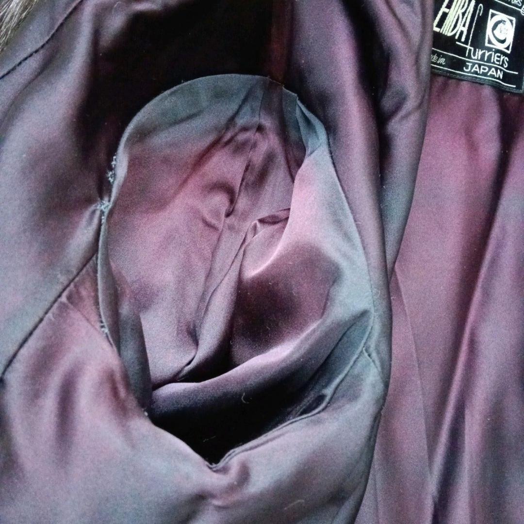 【着丈108】日本EMBA　エンバ　ブルーアイリスミンク毛皮コート　刺繍入り