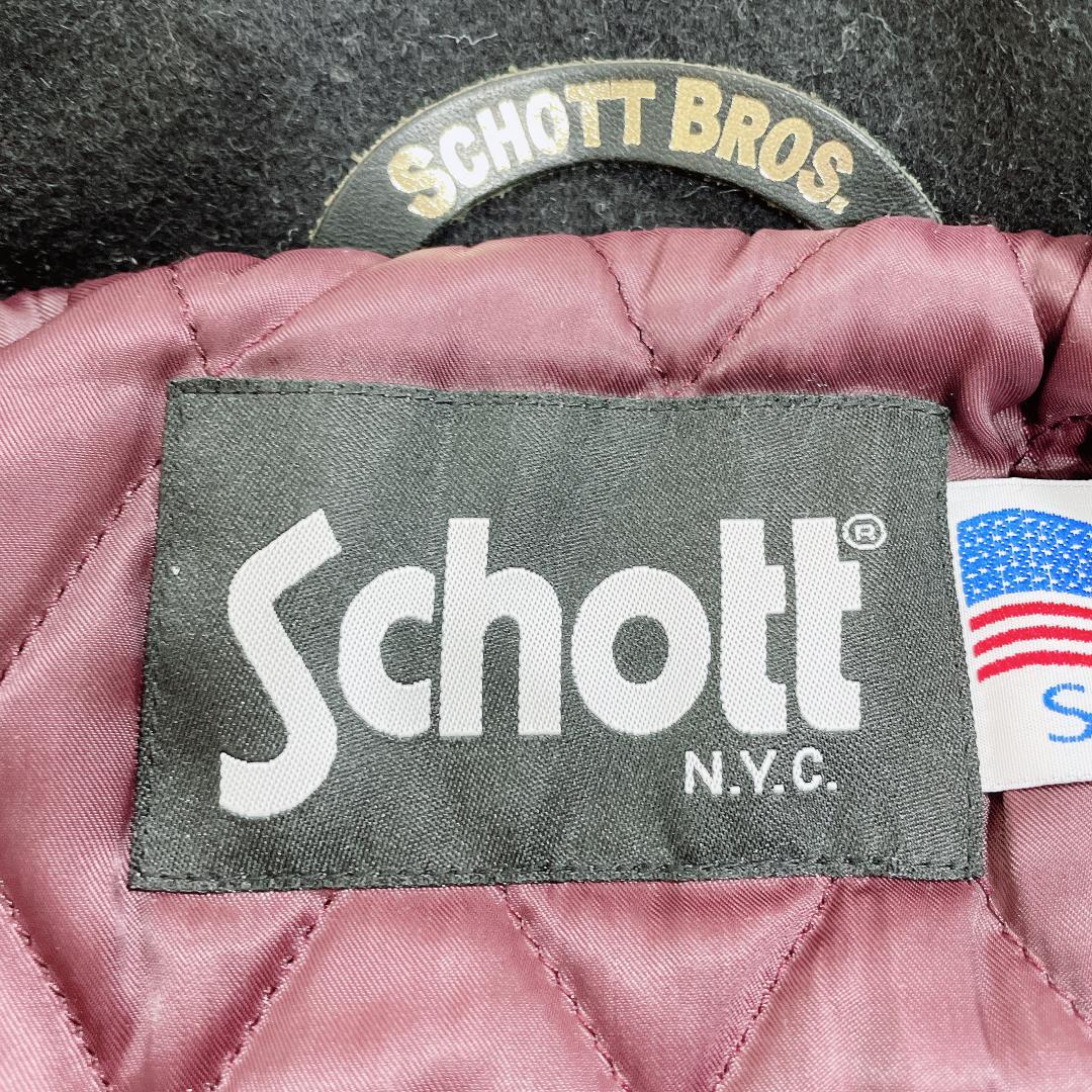 ショット Schott Rod 刺繍 メルトンスタジャン ネイビー S