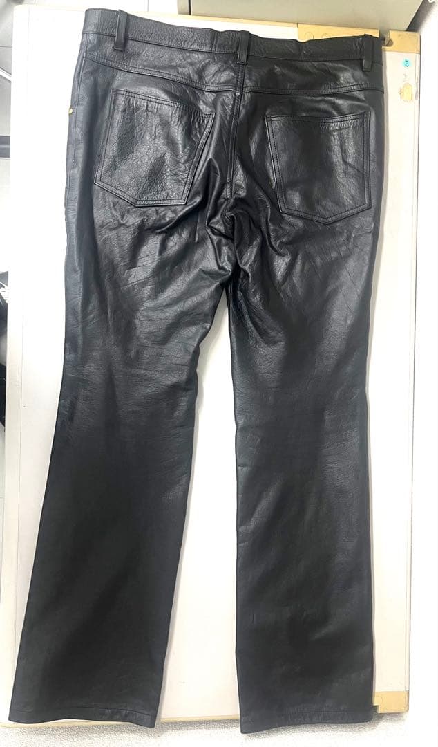 63 Leathers ブラックレザーパンツ 38 ブーツカット