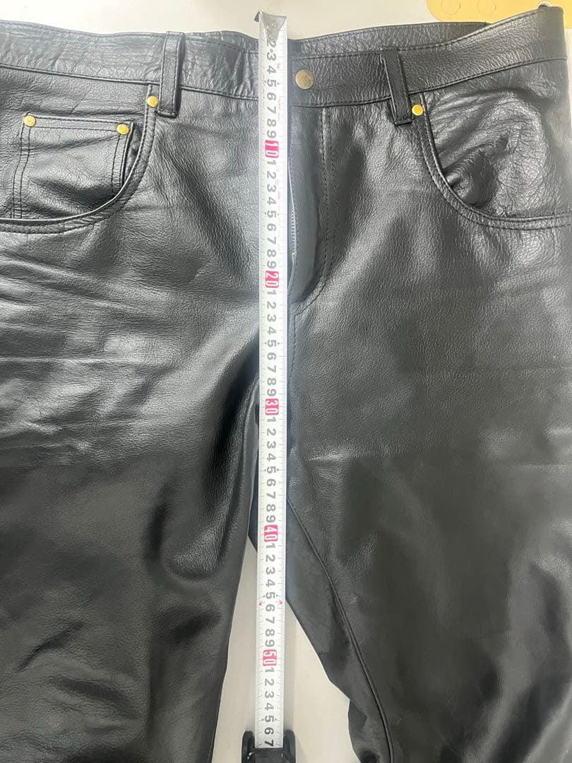 63 Leathers ブラックレザーパンツ 38 ブーツカット