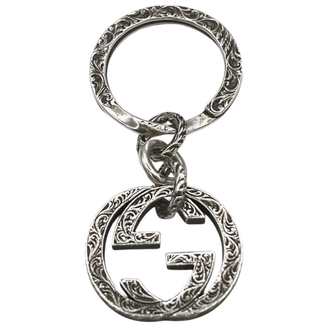 グッチ 925 インターロッキングG アラベスク キーリング シルバー 銀 Ag