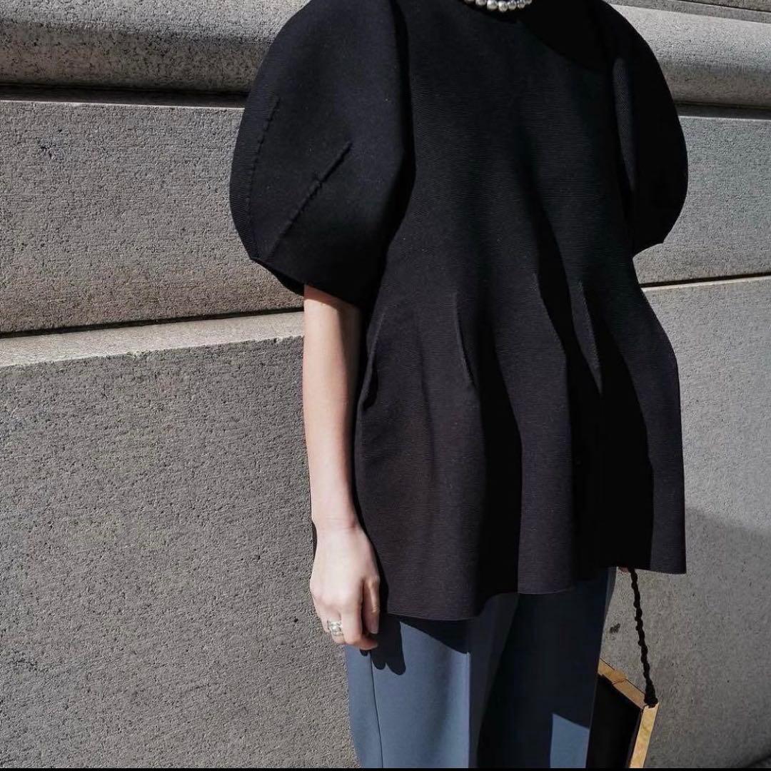 マチャット　ホールガーメント　半袖ニット ネイビー