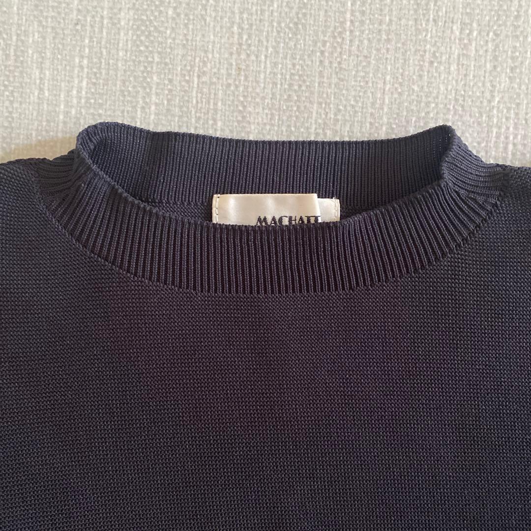 マチャット　ホールガーメント　半袖ニット ネイビー