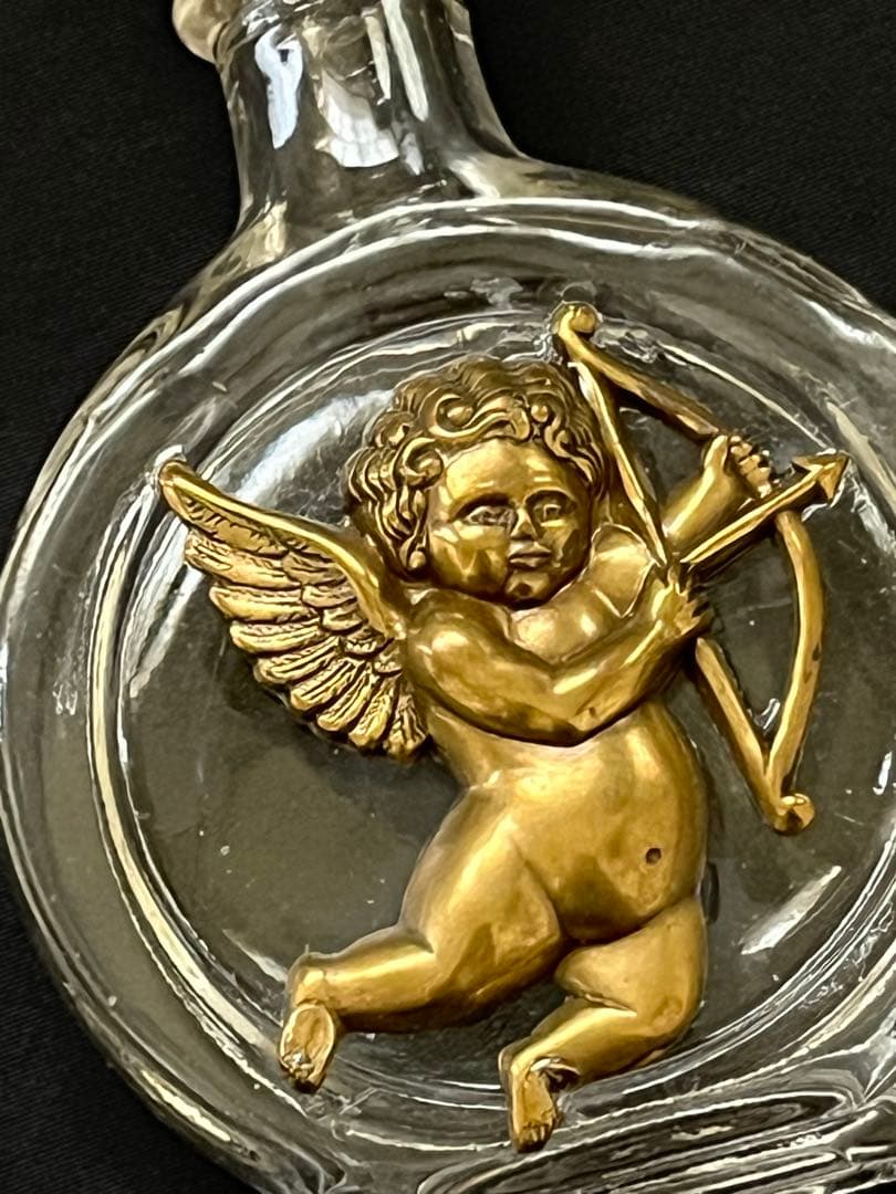୨*୧様 アンティークヴィンテージ 香水瓶天使キューピッド 真鍮装飾 ガラスボト