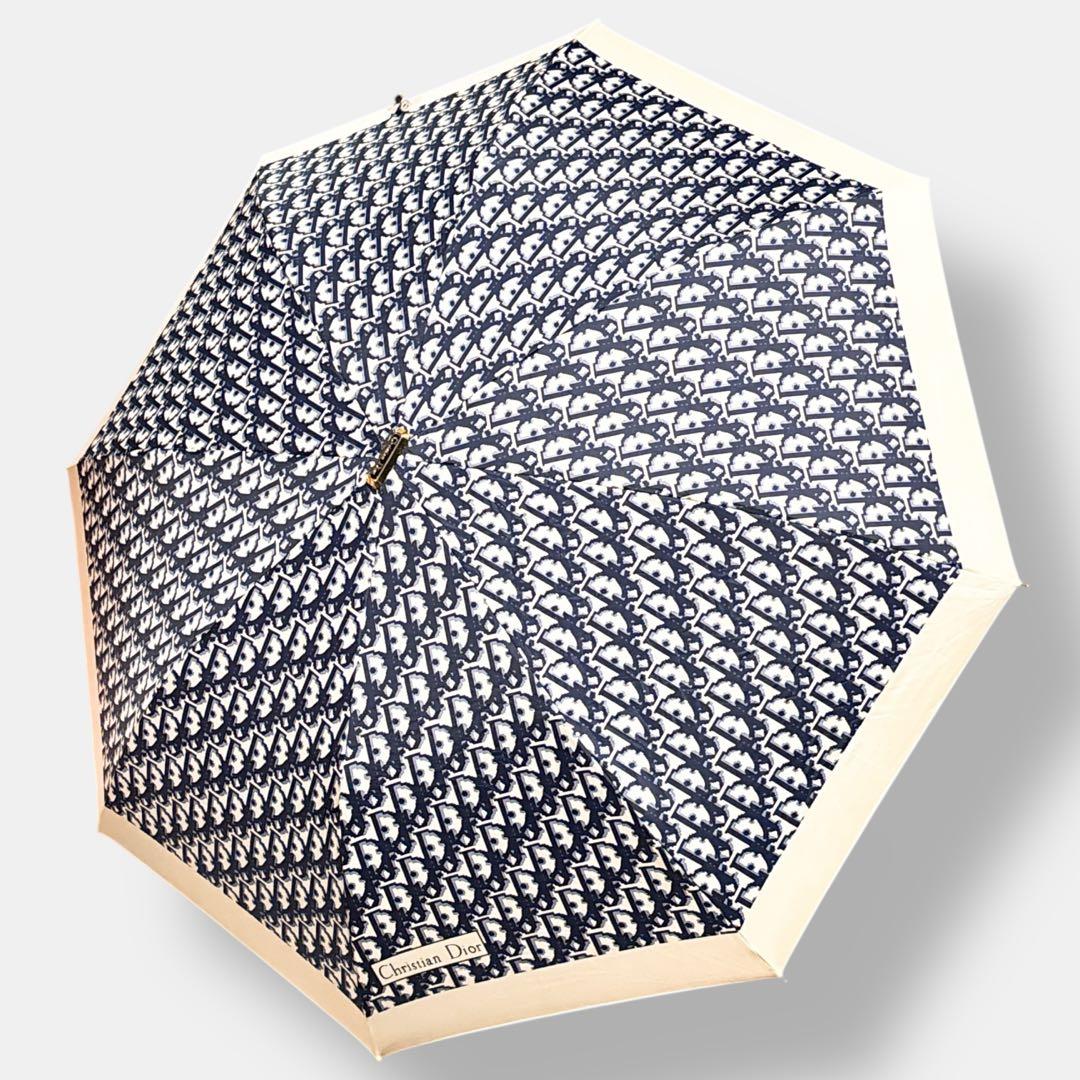 未使用品 ディオール 折りたたみ傘 トロッター オブリーク コンパクト ネイビー