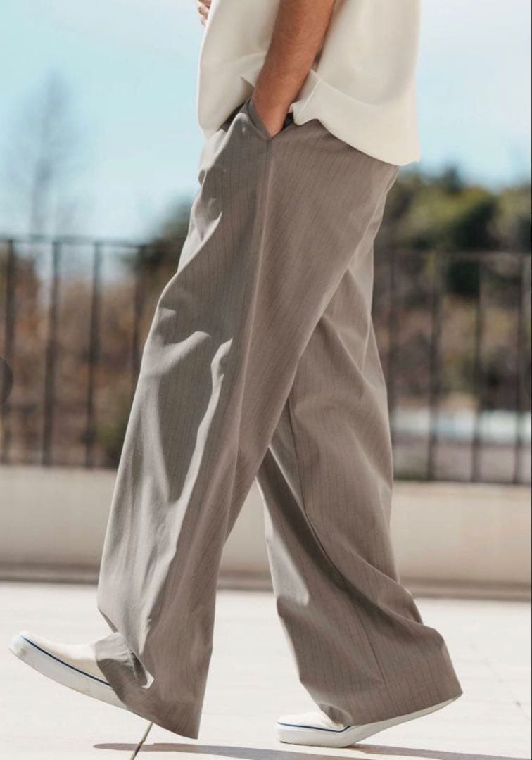 【新品】　CAMBIO（カンビオ）メンズ　ストライプワイドスラックス