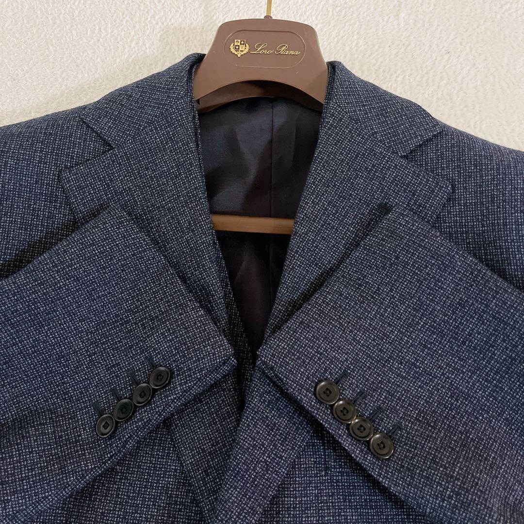 極美品★オーダーメイド★ウールミックス ツイード 3ピース ネイビー L相当