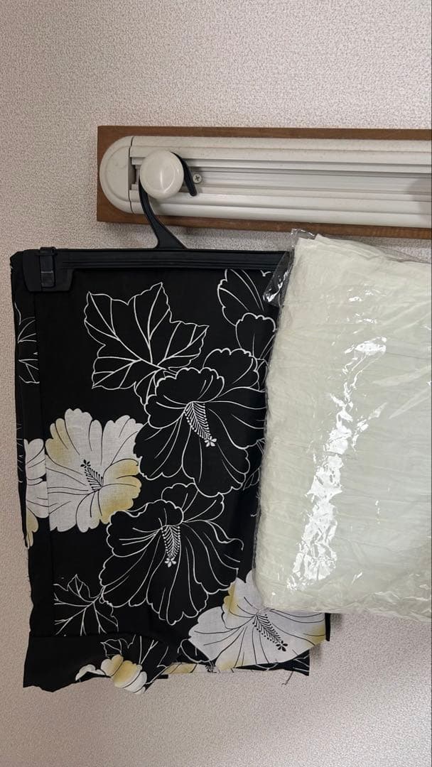 レディース 浴衣 ブラック ハイビスカス