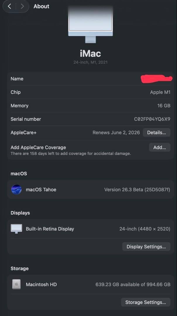 美品iMac 2021年モデル1TB