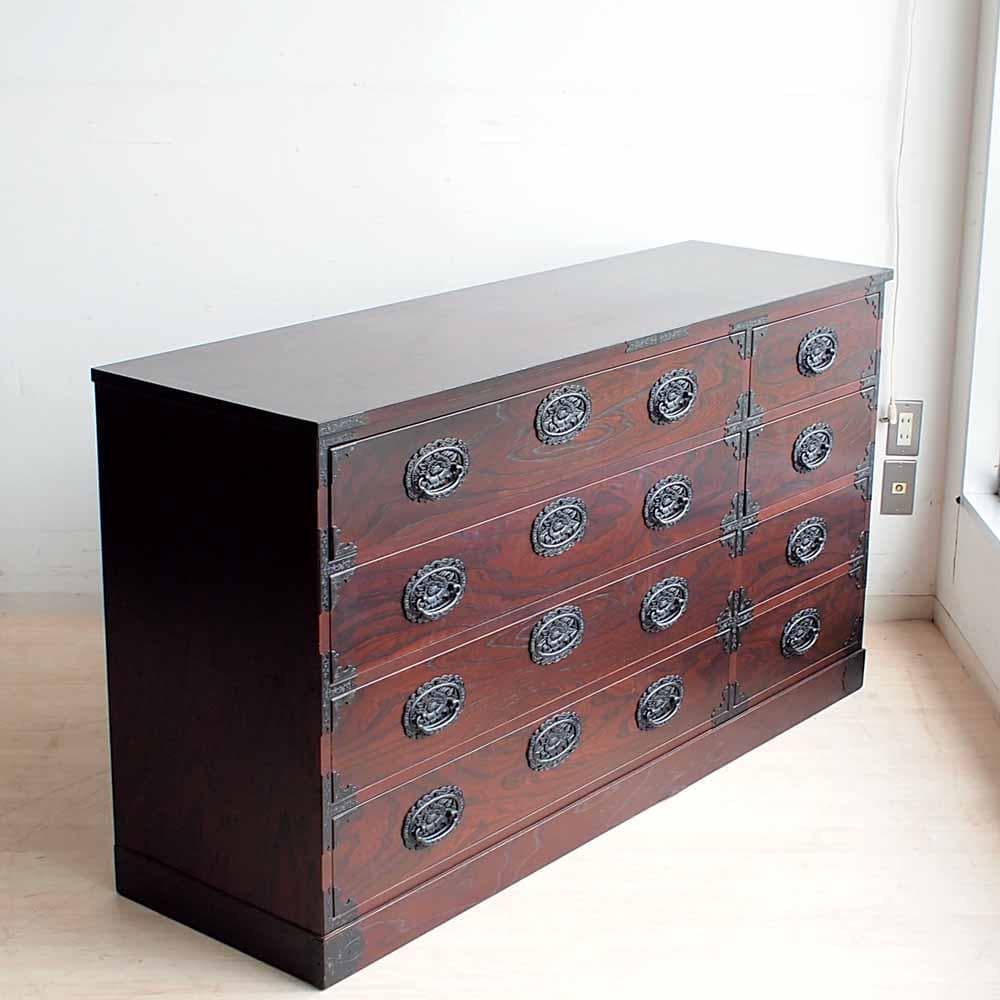 欅材 ワイドチェスト 150cm 整理箪笥 和箪笥 時代箪笥 ZR24263