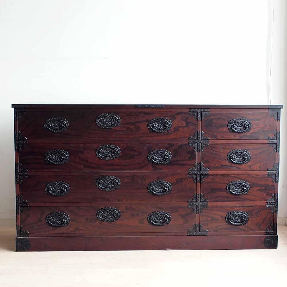 欅材 ワイドチェスト 150cm 整理箪笥 和箪笥 時代箪笥 ZR24263