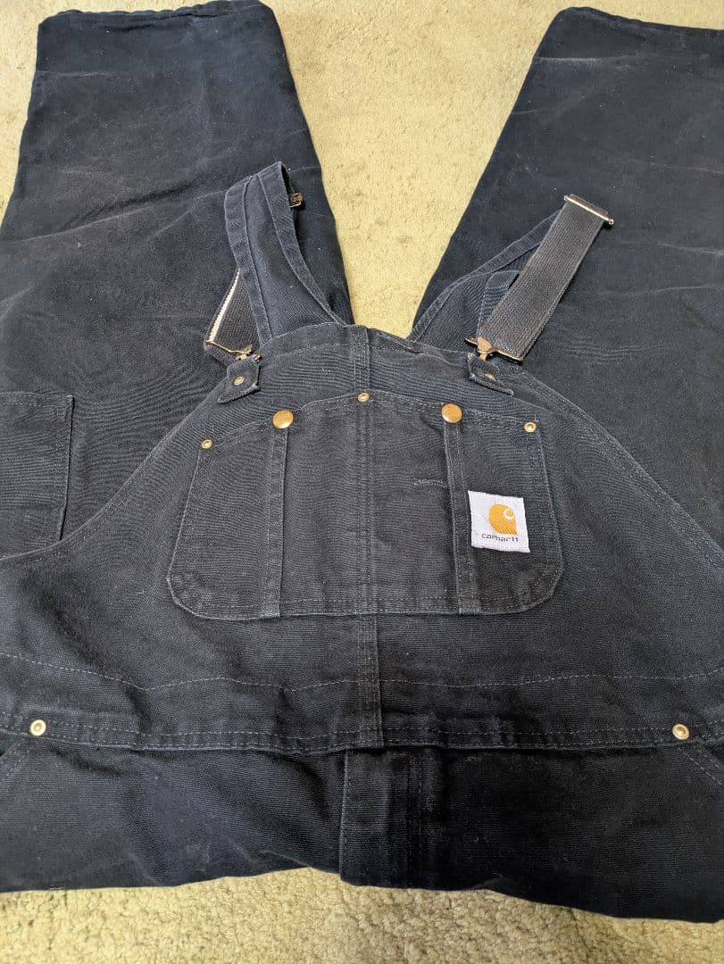 Carhartt 黒デニムオーバーオール 42×30