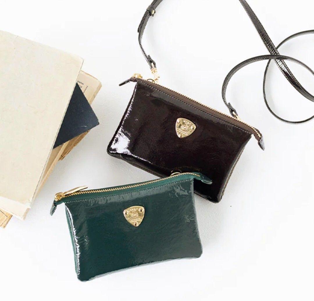 ATAO プープー/ミニサイズのお財布ポシェット エナメル ブラウン