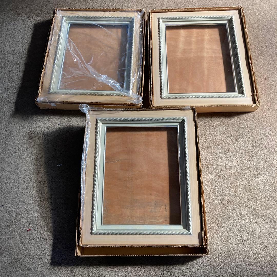 A F6号 内側青銅色混じりの銀色 油彩額縁 同種デザイン 3点まとめ売り