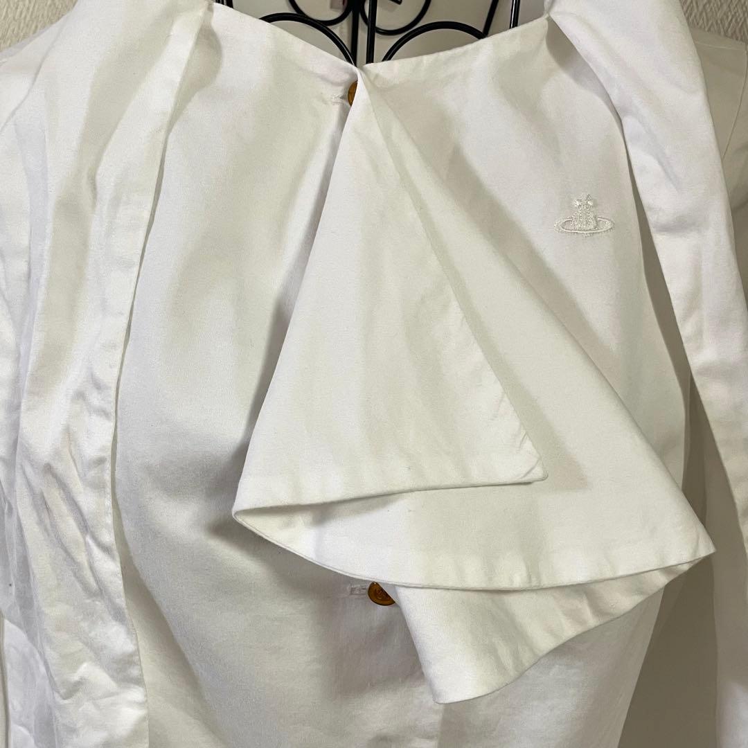 ヴィヴィアンウエストウッド リボンタイシャツ ブラウス ホワイト オーブ刺繍 1