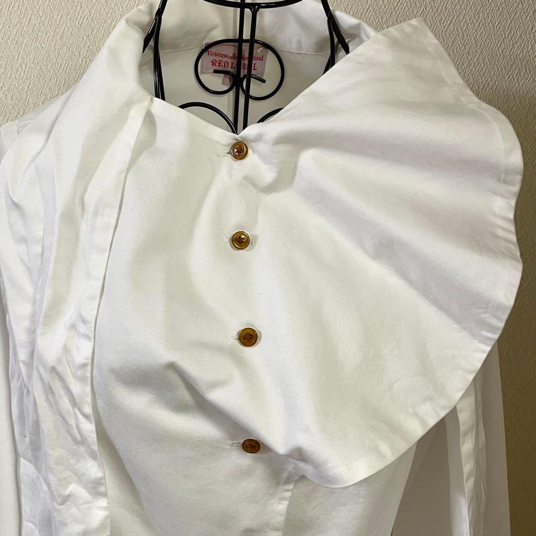 ヴィヴィアンウエストウッド リボンタイシャツ ブラウス ホワイト オーブ刺繍 1
