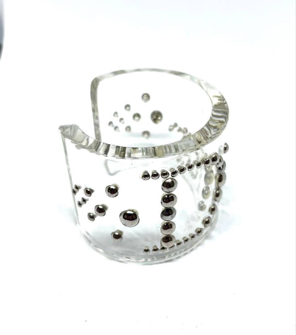 ディオール　バングル　クリア　スタッズロゴ　腕周り約18cm