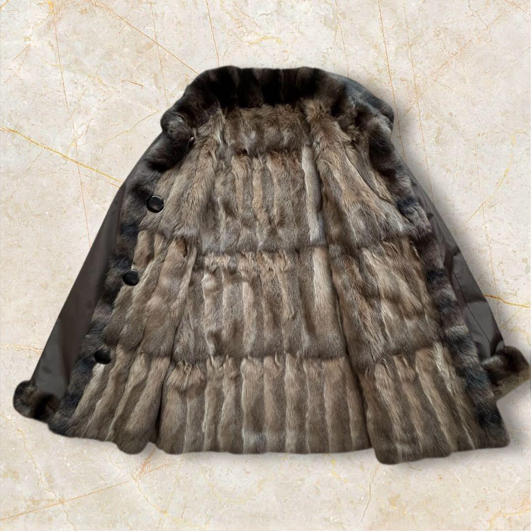 【新品・タグ付】ロリスファー コート シルク100% リバーシブル L ブラウン