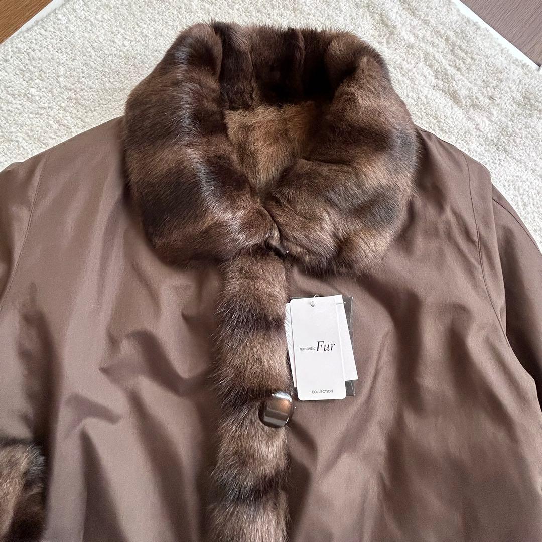 【新品・タグ付】ロリスファー コート シルク100% リバーシブル L ブラウン