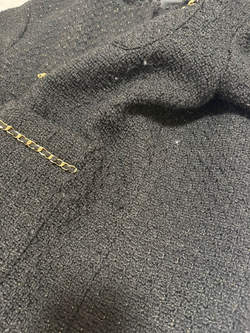 ◾️ラウンジドレス　ブラック チェーンツイードジャケット