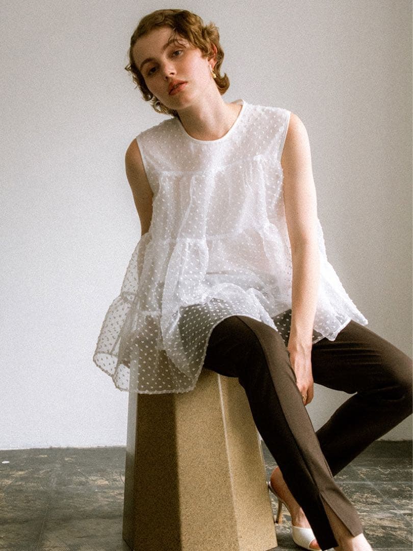 trefle+1 トレフル シアードットフェアリートップス ホワイト