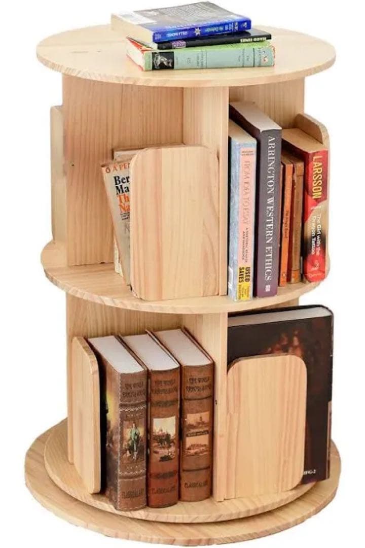 【組立済】山善 YAMAZEN 天然木 回転式本棚 2段 TKR-2(NA)