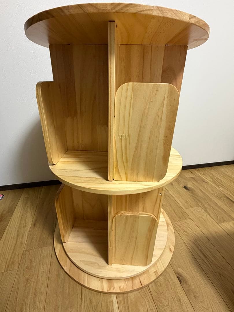 【組立済】山善 YAMAZEN 天然木 回転式本棚 2段 TKR-2(NA)