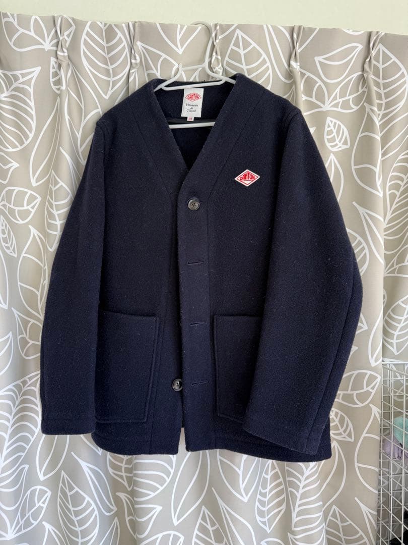 ダントン◾️ウールモッサノーカラージャケットカラーレスコート