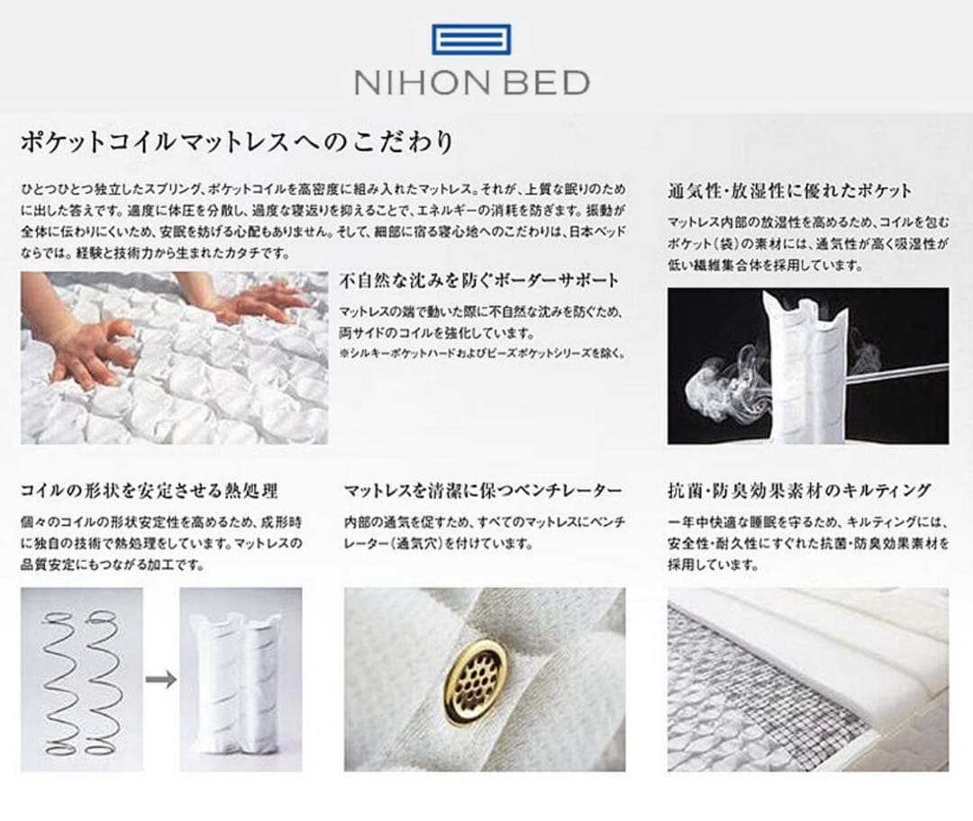 送料込み‼️【美品】日本ベッド　ビーズポケットベーシック　セミダブルサイズ