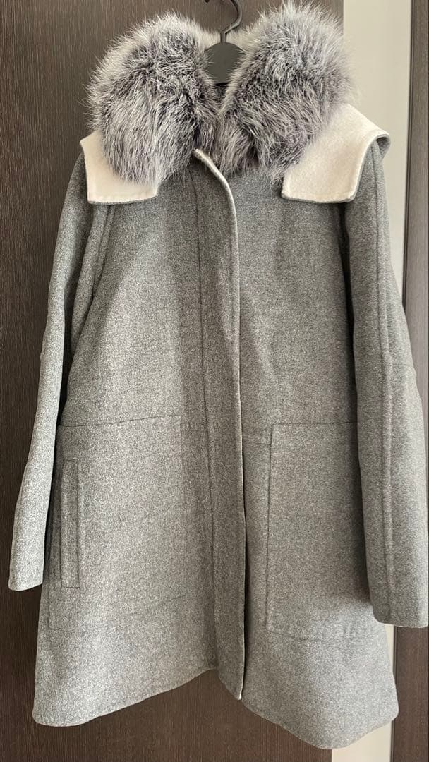 ADORE カシミア混　フォックスファーリバーコート　3way フード グレー