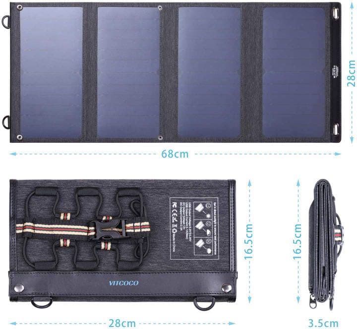 ソーラーチャージャー 29W 2USBポート+12V DC ソーラー充電器