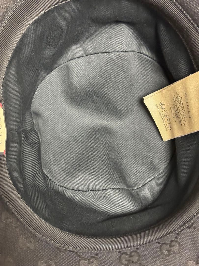 GUCCI ブラック GGパターン バケットハット XL