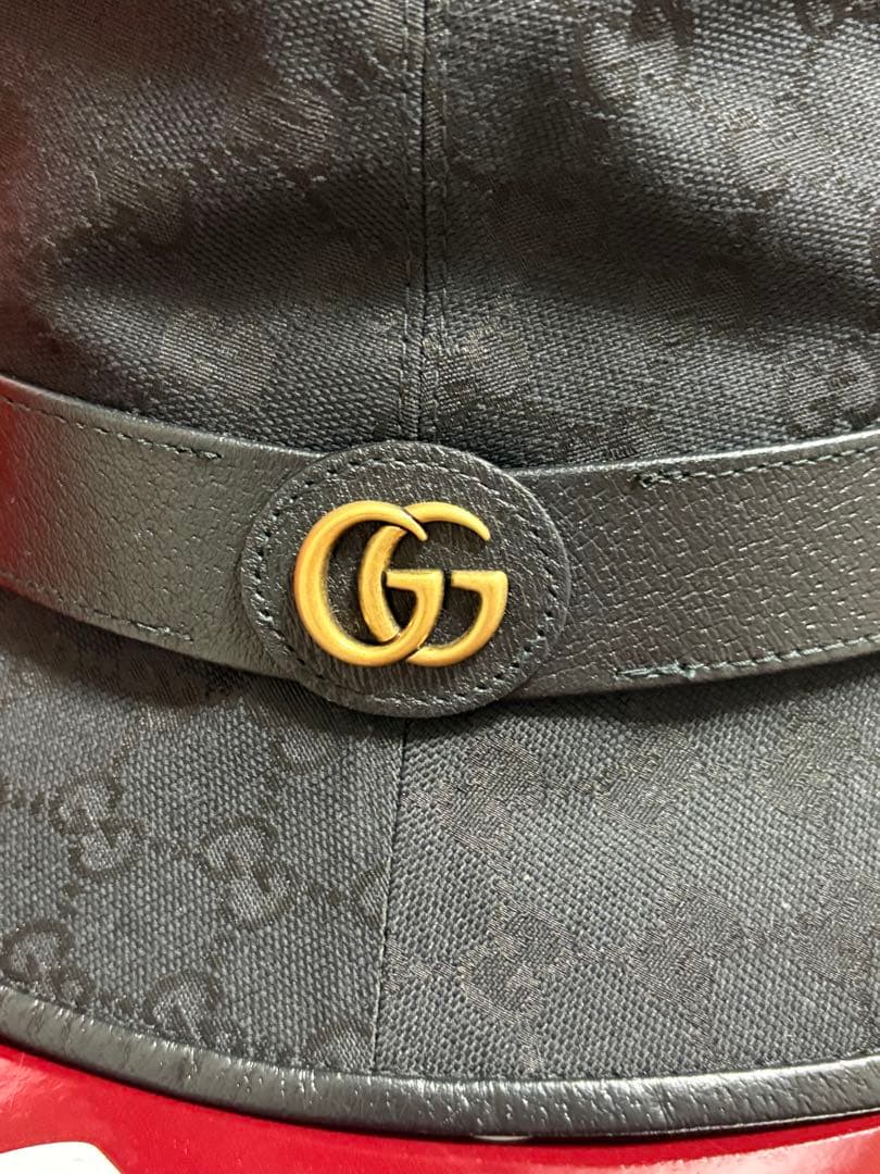 GUCCI ブラック GGパターン バケットハット XL