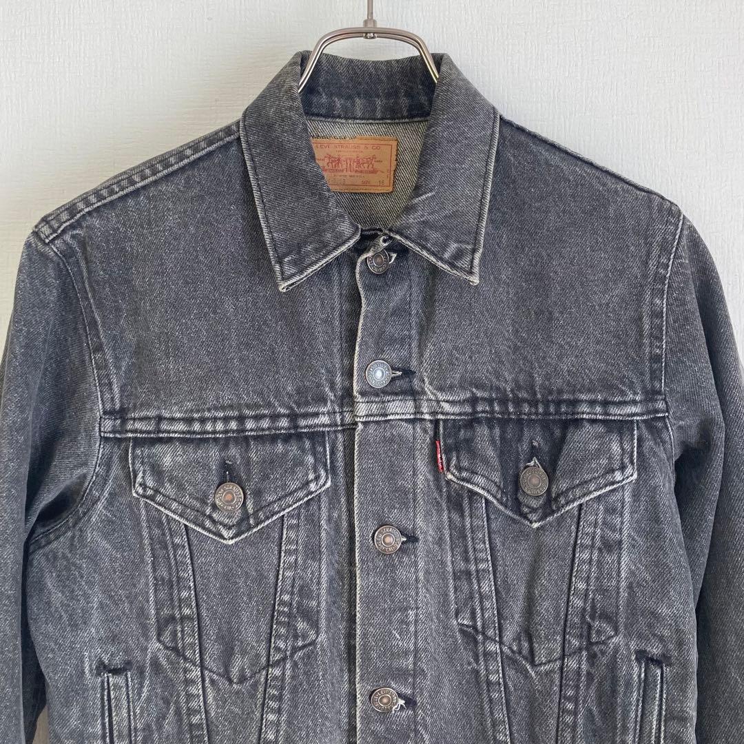 希少【USA製】 70706-0258 先染め ブラック デニムジャケット 16