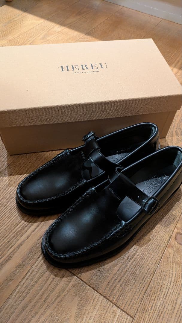 値下げ【HEREU】ALBER T-bar Loafer/black/38