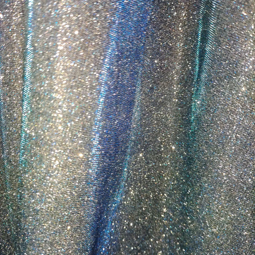 H-5 ダークブルー ビーズ＆光沢の有る総ラメ入装飾　 パーティドレス　カラオケ