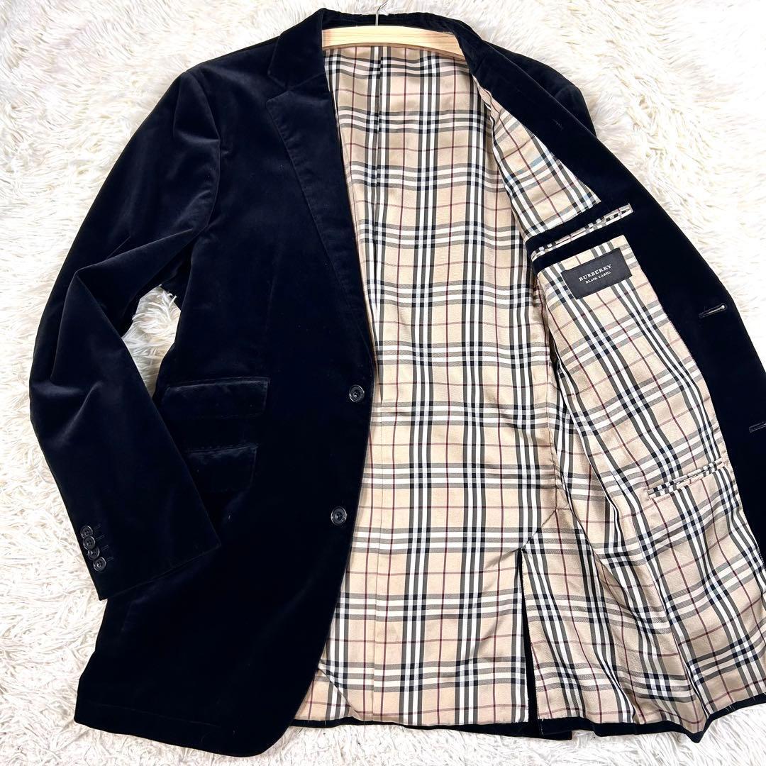 極美品 バーバリーブラックレーベル ベロアテーラードジャケット ノバチェック L