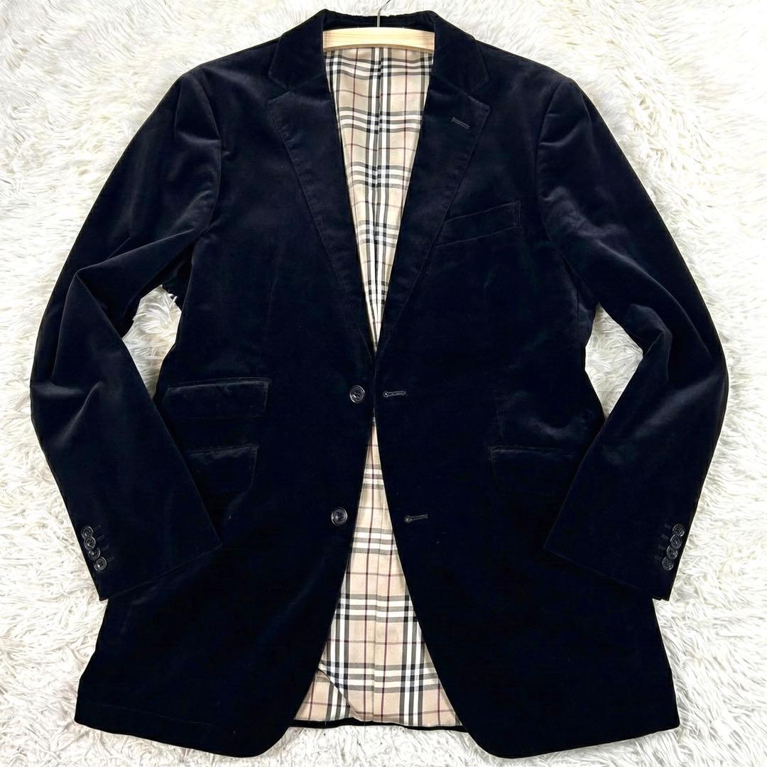 極美品 バーバリーブラックレーベル ベロアテーラードジャケット ノバチェック L