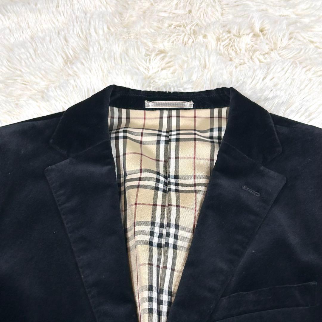 極美品 バーバリーブラックレーベル ベロアテーラードジャケット ノバチェック L