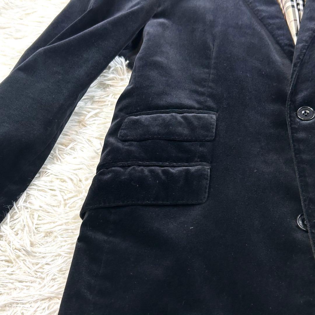 極美品 バーバリーブラックレーベル ベロアテーラードジャケット ノバチェック L