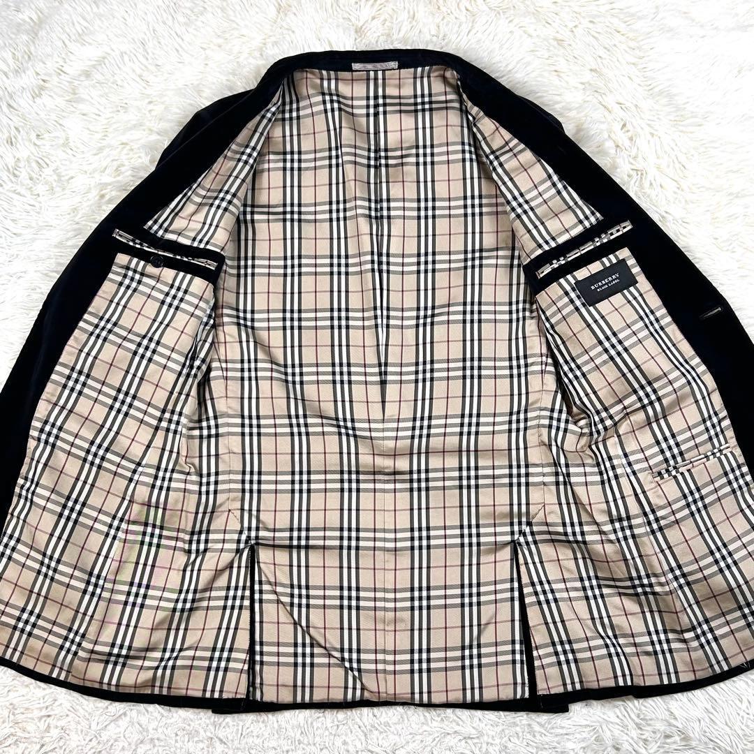 極美品 バーバリーブラックレーベル ベロアテーラードジャケット ノバチェック L