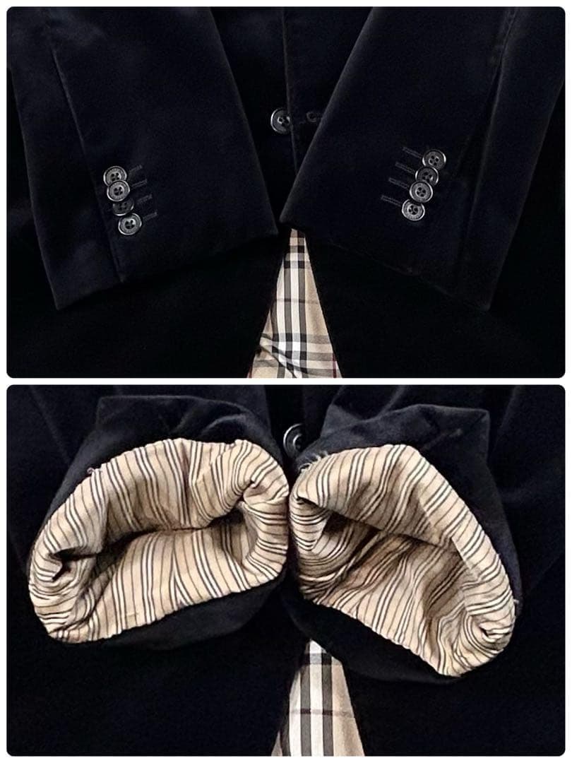 極美品 バーバリーブラックレーベル ベロアテーラードジャケット ノバチェック L