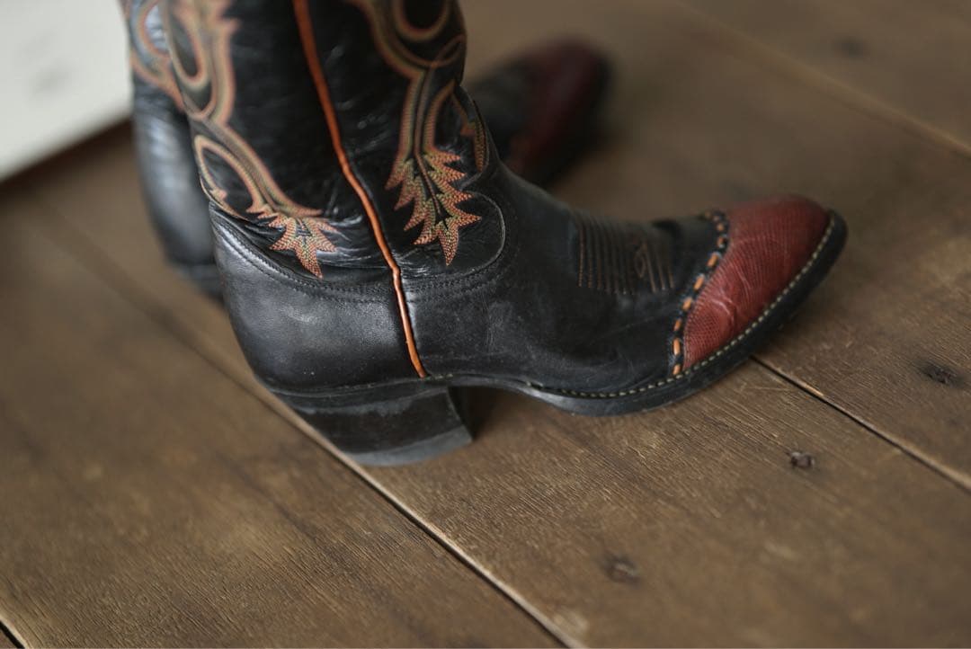 トニーラマ リザード ウエスタン ブーツ ブラック 22.5-23cm