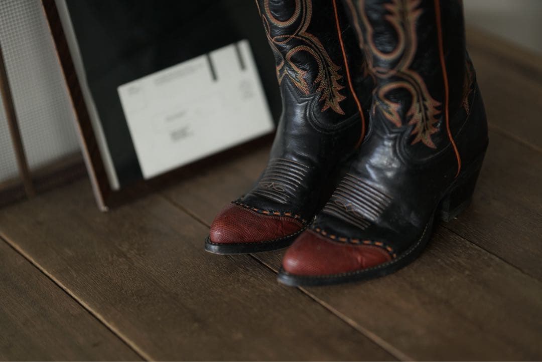 トニーラマ リザード ウエスタン ブーツ ブラック 22.5-23cm