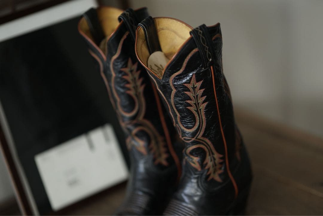 トニーラマ リザード ウエスタン ブーツ ブラック 22.5-23cm