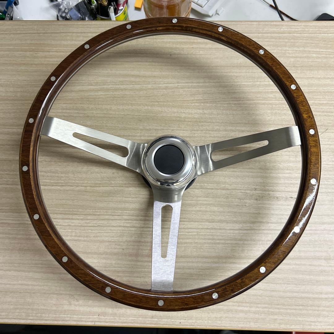 35.5パイ ウッドステアリング 3スポーク ディープコーン