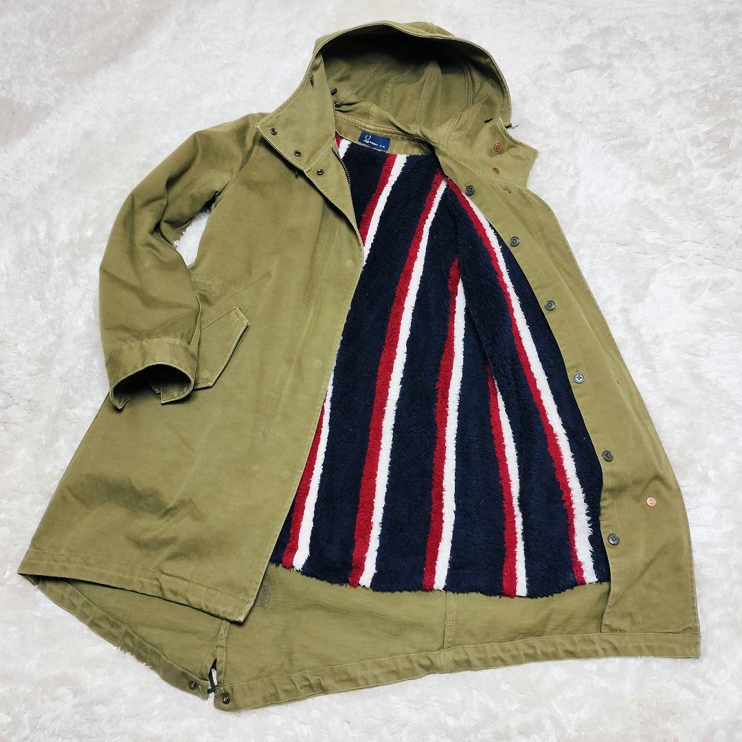 フレッドペリー モッズコート ライナー ストライプ 刺繍 カーキ 10 L